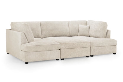 Carnaby Beige Cream Boucle Fabric U Shape Corner Sofa