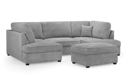 Carnaby Grey Boucle Fabric U Shape Corner Sofa