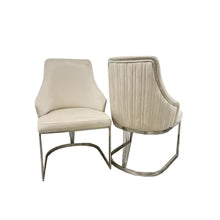 Chelmsford Dining Chair In Beige/Cream Velvet Fabric With Silver Frame