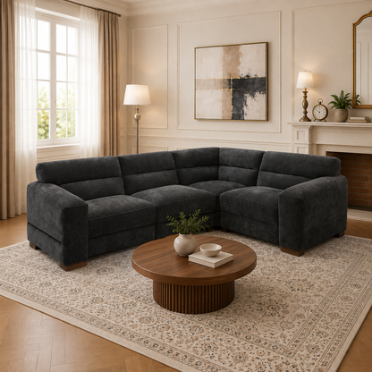 Chicago Charcoal Grey Fabric Universal L-Shape Corner Sofa