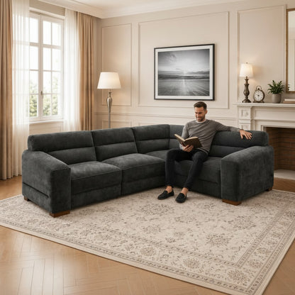 Chicago Charcoal Grey Fabric Universal L-Shape Corner Sofa