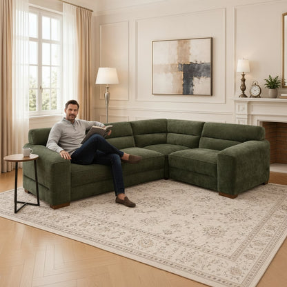 Chicago Green Fabric Universal L-Shape Corner Sofa