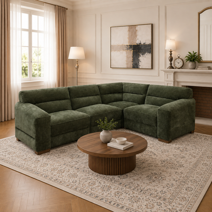Chicago Green Fabric Universal L-Shape Corner Sofa