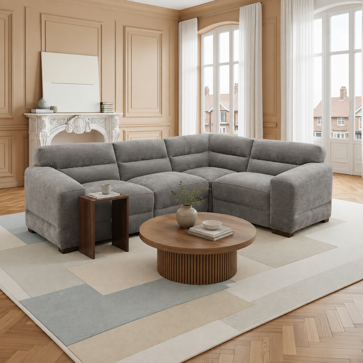 Chicago Grey Fabric Universal L-Shape Corner Sofa
