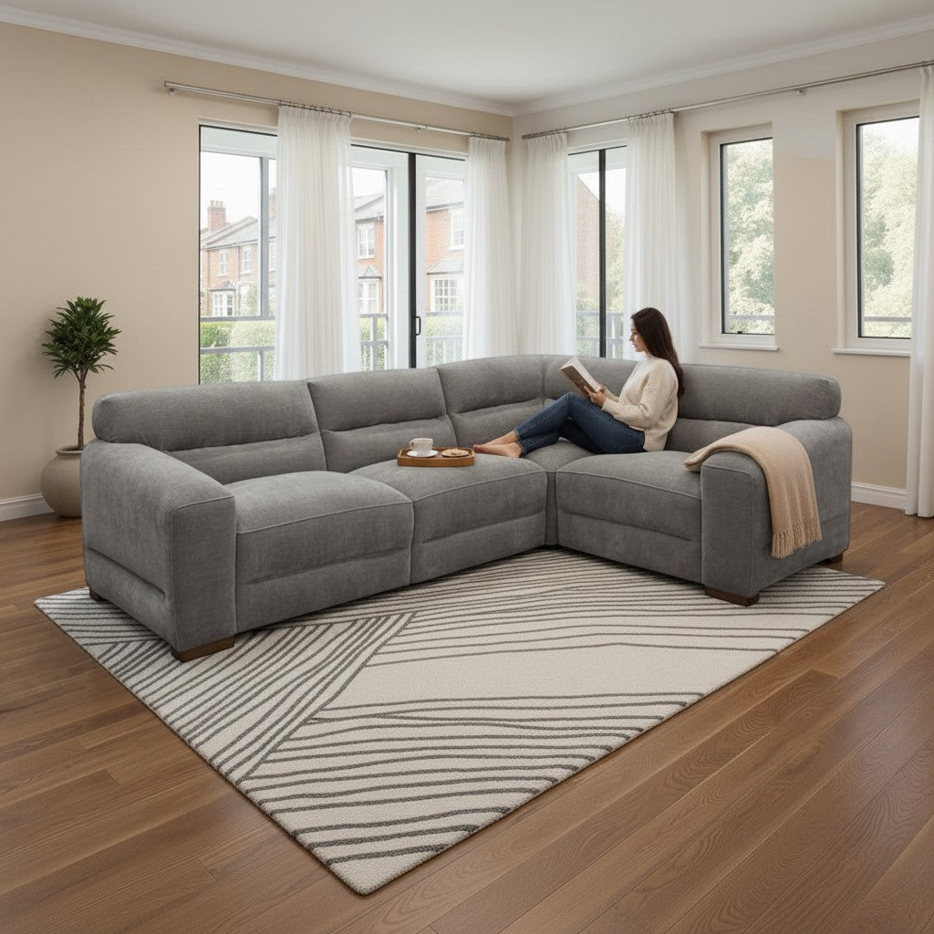 Chicago Grey Fabric Universal L-Shape Corner Sofa