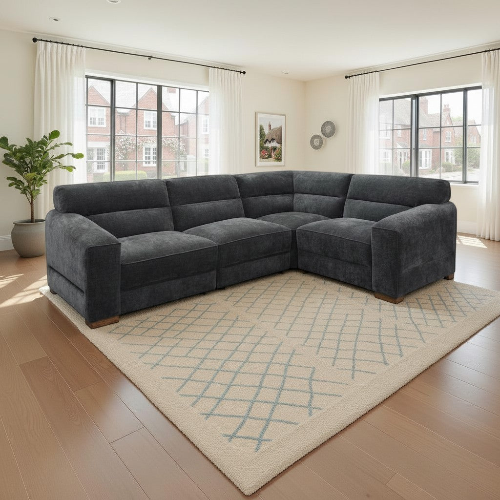 Chicago Charcoal Grey Fabric Universal L-Shape Corner Sofa