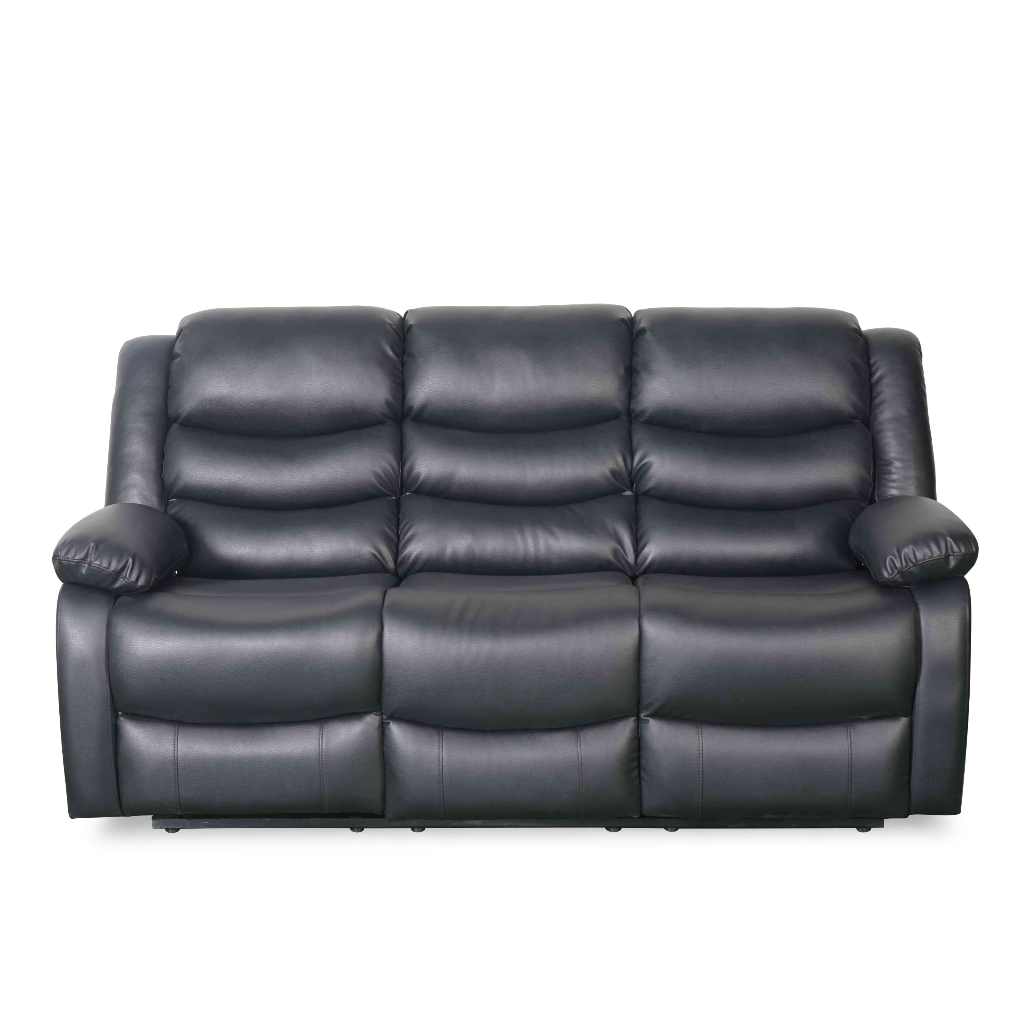 Conrad Manual Recliner Black Faux Leather 3+2 Sofa Suite