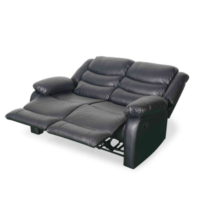 Conrad Manual Recliner Black Faux Leather 3+2 Sofa Suite
