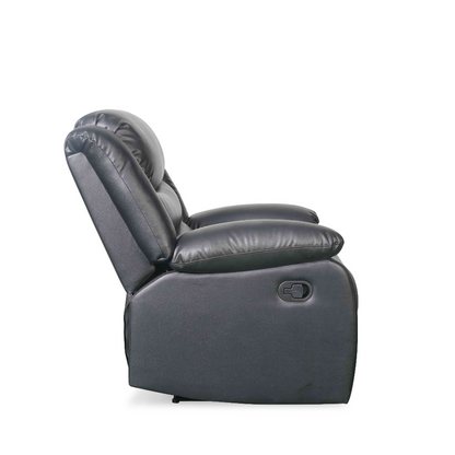 Conrad Manual Recliner Black Faux Leather Armchair