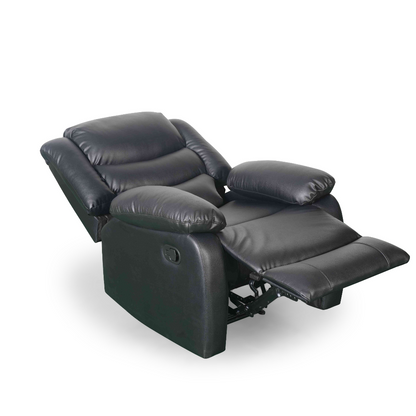Conrad Manual Recliner Black Faux Leather Armchair