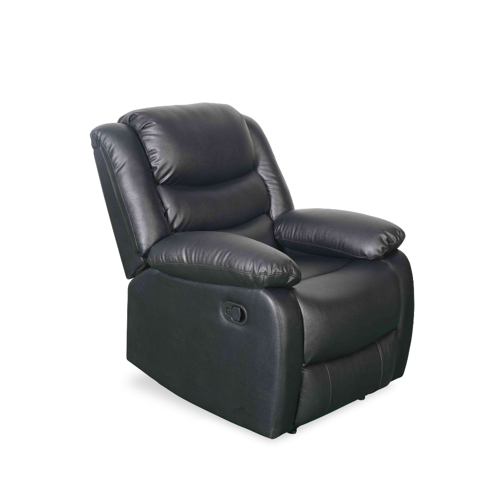 Conrad Manual Recliner Black Faux Leather Armchair