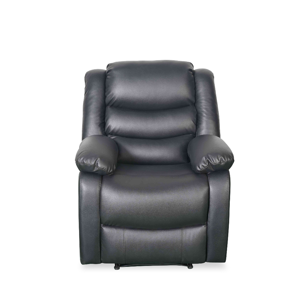 Conrad Manual Recliner Black Faux Leather Armchair