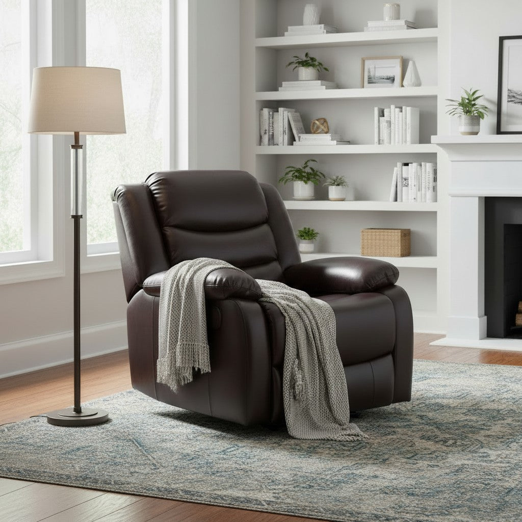 Conrad Manual Recliner Brown Faux Leather Armchair