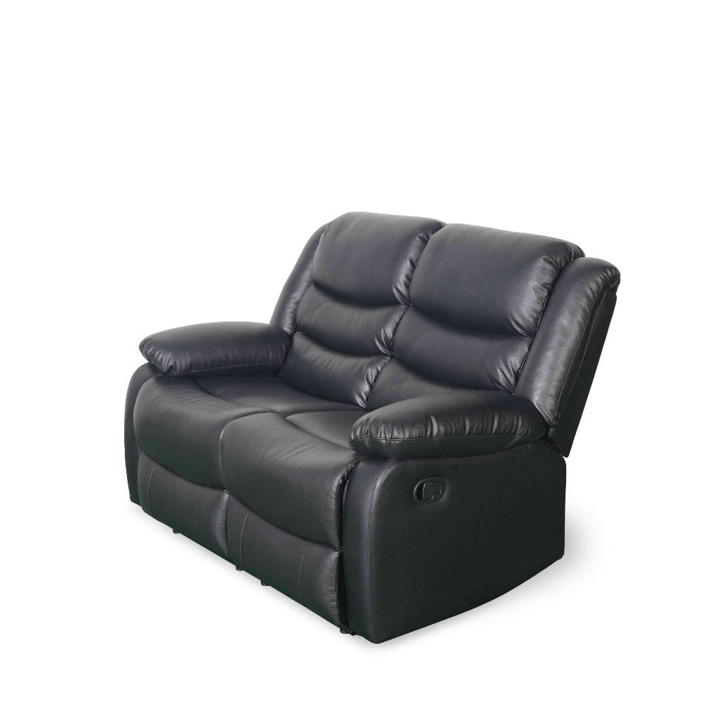 Conrad Manual Recliner Black Faux Leather 2 Seater Sofa