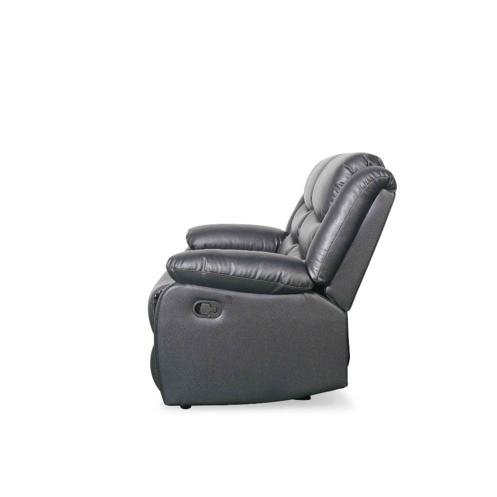Conrad Manual Recliner Black Faux Leather 2 Seater Sofa