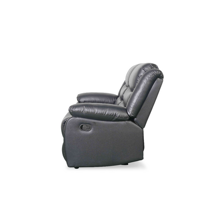 Conrad Manual Recliner Black Faux Leather 2 Seater Sofa