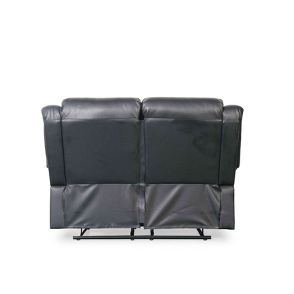 Conrad Manual Recliner Black Faux Leather 2 Seater Sofa
