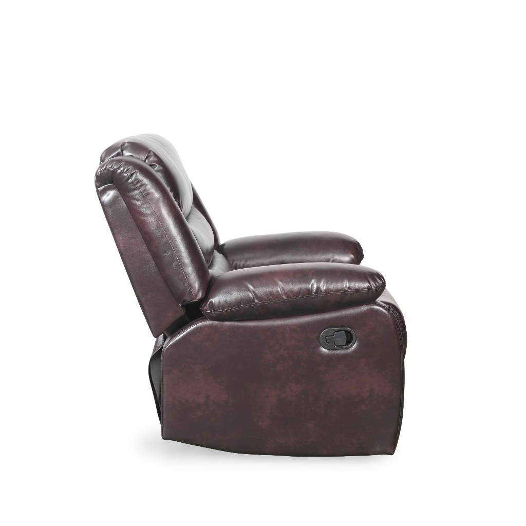 Conrad Manual Recliner Brown Faux Leather Armchair
