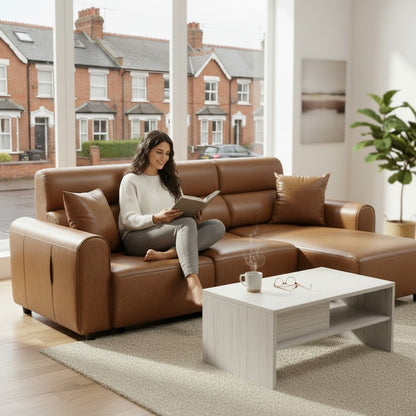 Conway Electric Sofabed Brown Fabric 3 Seater Sofa