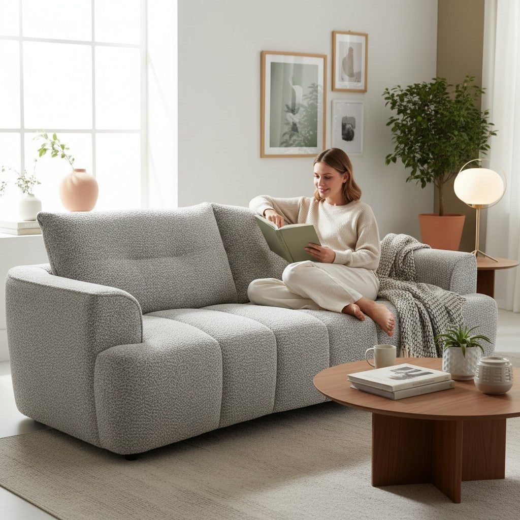 Cordova Grey Fabric 3 Seater Sofa