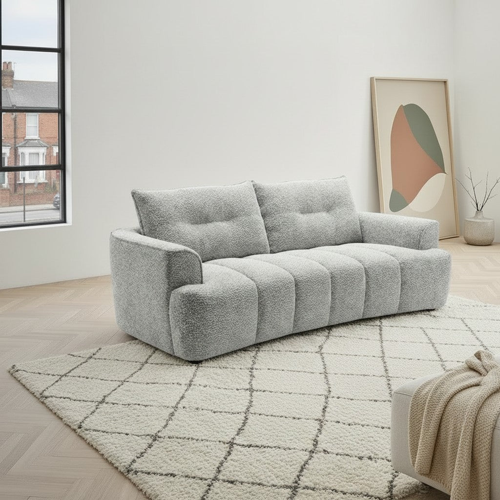 Cordova Grey Fabric 3 Seater Sofa