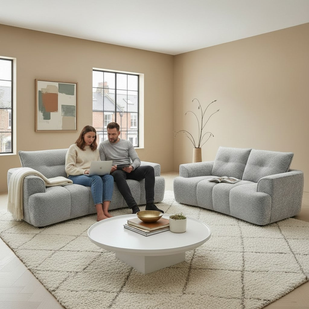 Cordova Grey Fabric 3+2 Sofa Suite