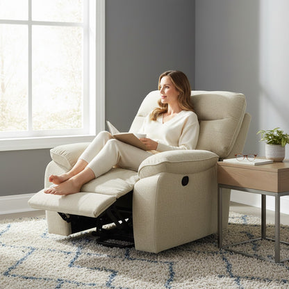 Cornwall Rise And Recline Massage Beige Fabric Armchair