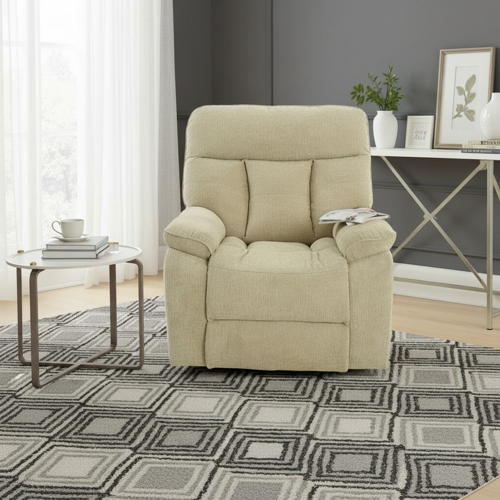 Cornwall Rise And Recline Massage Beige Fabric Armchair
