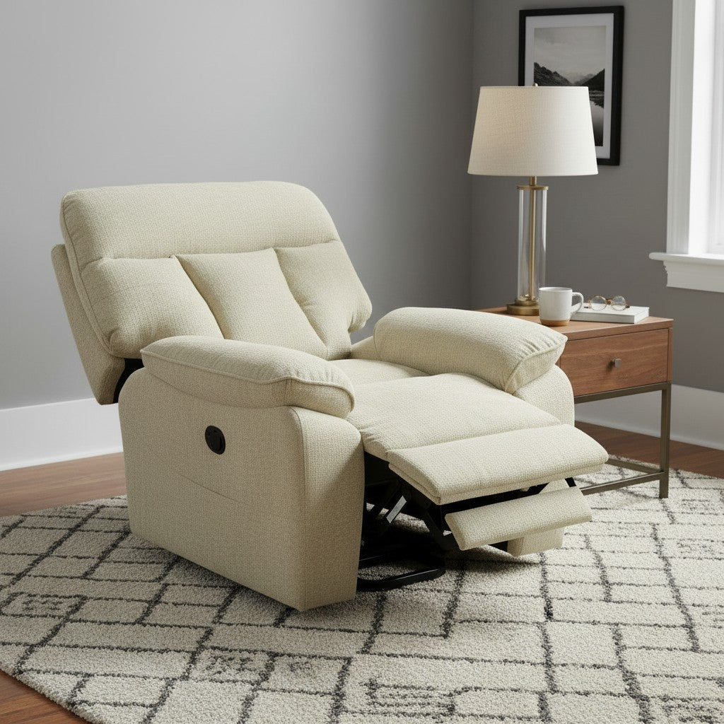 Cornwall Rise And Recline Massage Beige Fabric Armchair