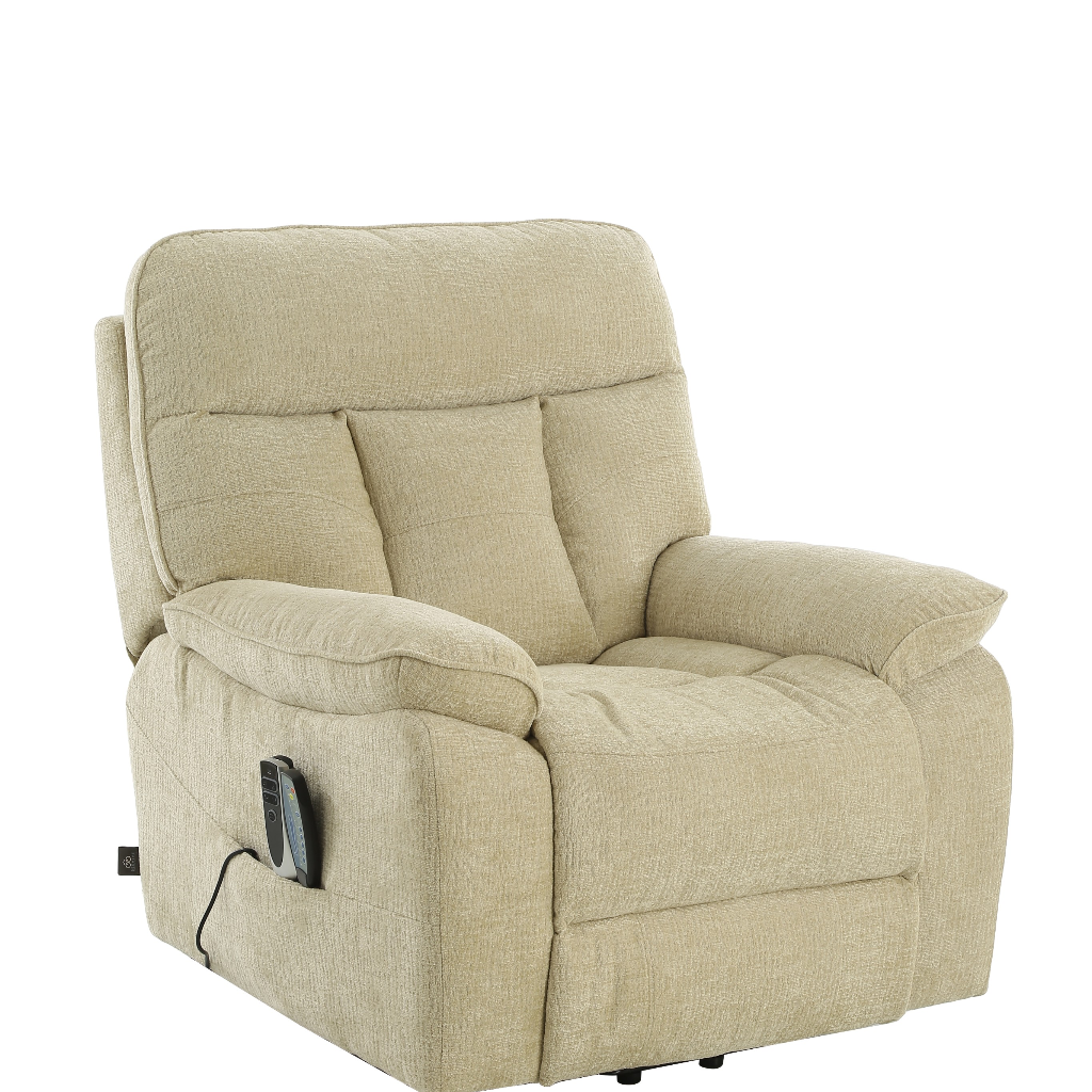 Cornwall Rise And Recline Massage Beige Fabric Armchair