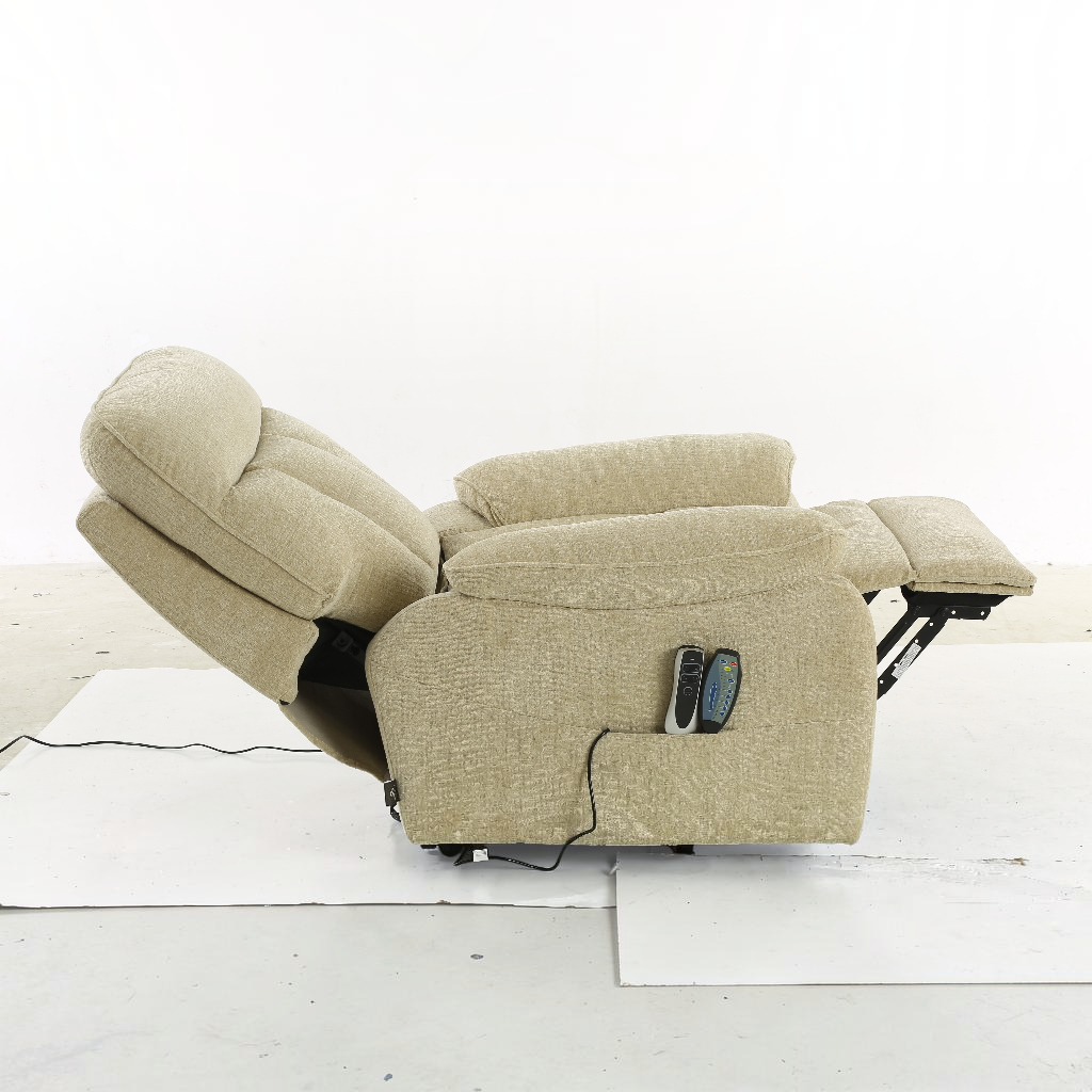Cornwall Rise And Recline Massage Beige Fabric Armchair