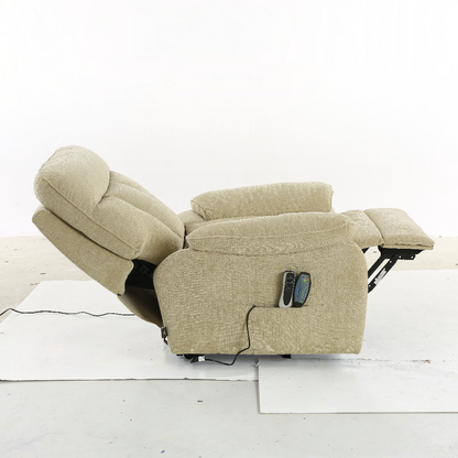 Cornwall Rise And Recline Massage Beige Fabric Armchair