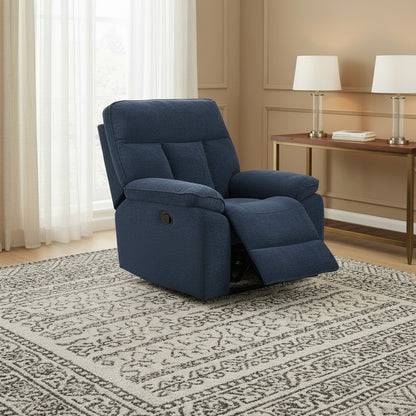 Cornwall Rise And Recline Massage Blue Fabric Armchair
