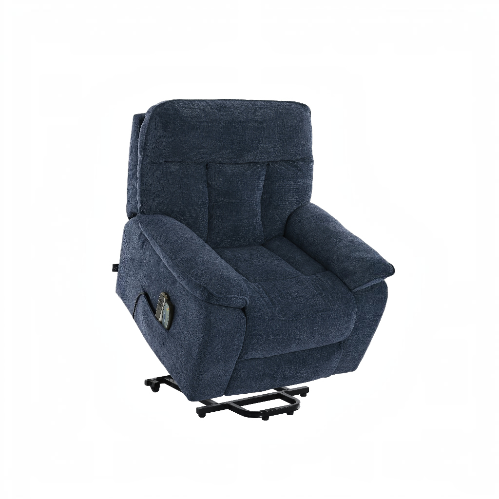 Cornwall Rise And Recline Massage Blue Fabric Armchair