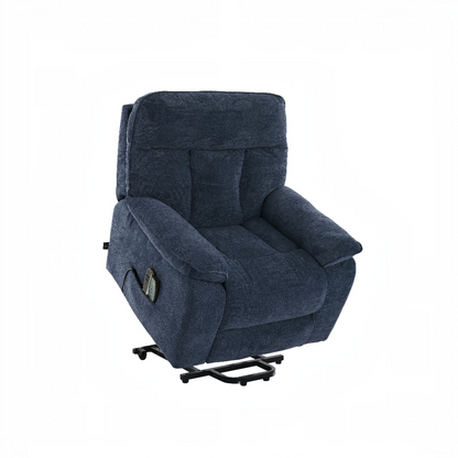 Cornwall Rise And Recline Massage Blue Fabric Armchair