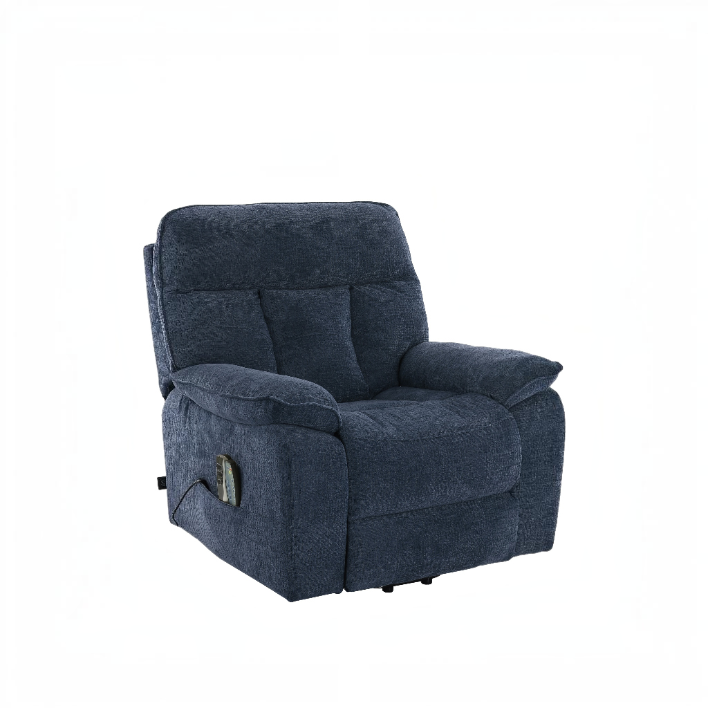 Cornwall Rise And Recline Massage Blue Fabric Armchair