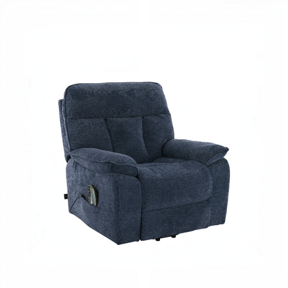 Cornwall Rise And Recline Massage Blue Fabric Armchair