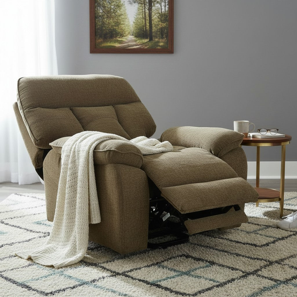 Cornwall Rise And Recline Massage Brown Fabric Armchair