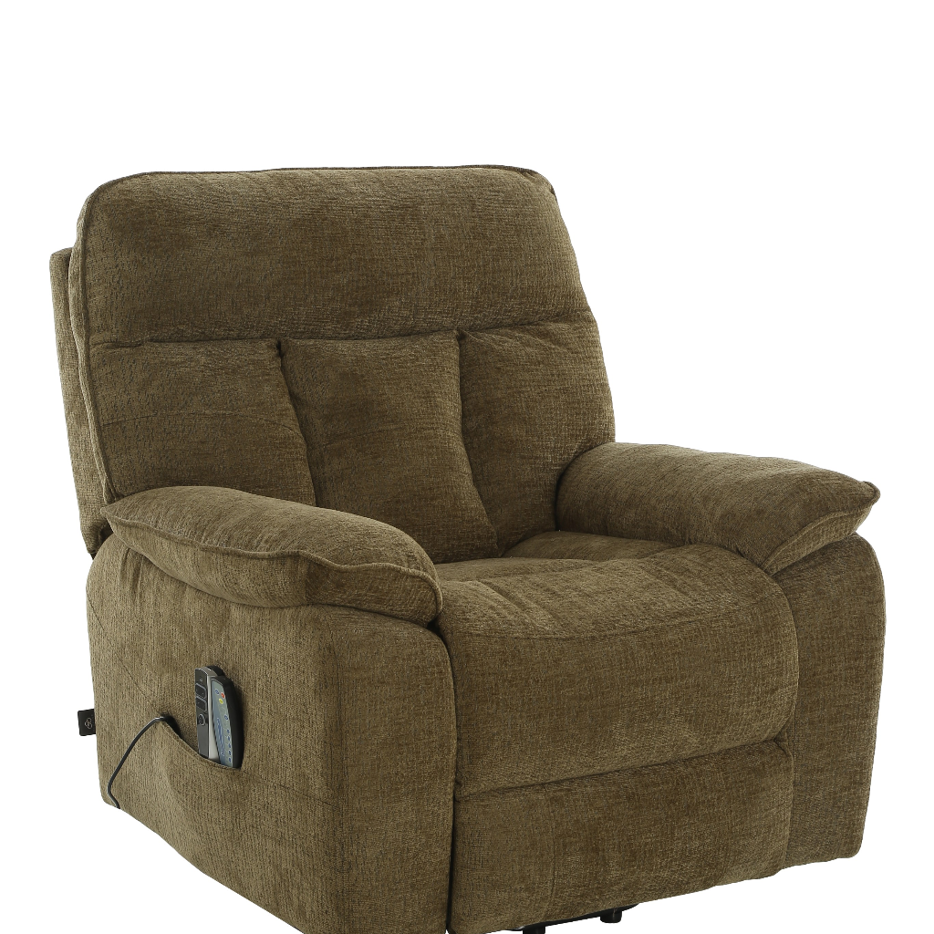 Cornwall Rise And Recline Massage Brown Fabric Armchair