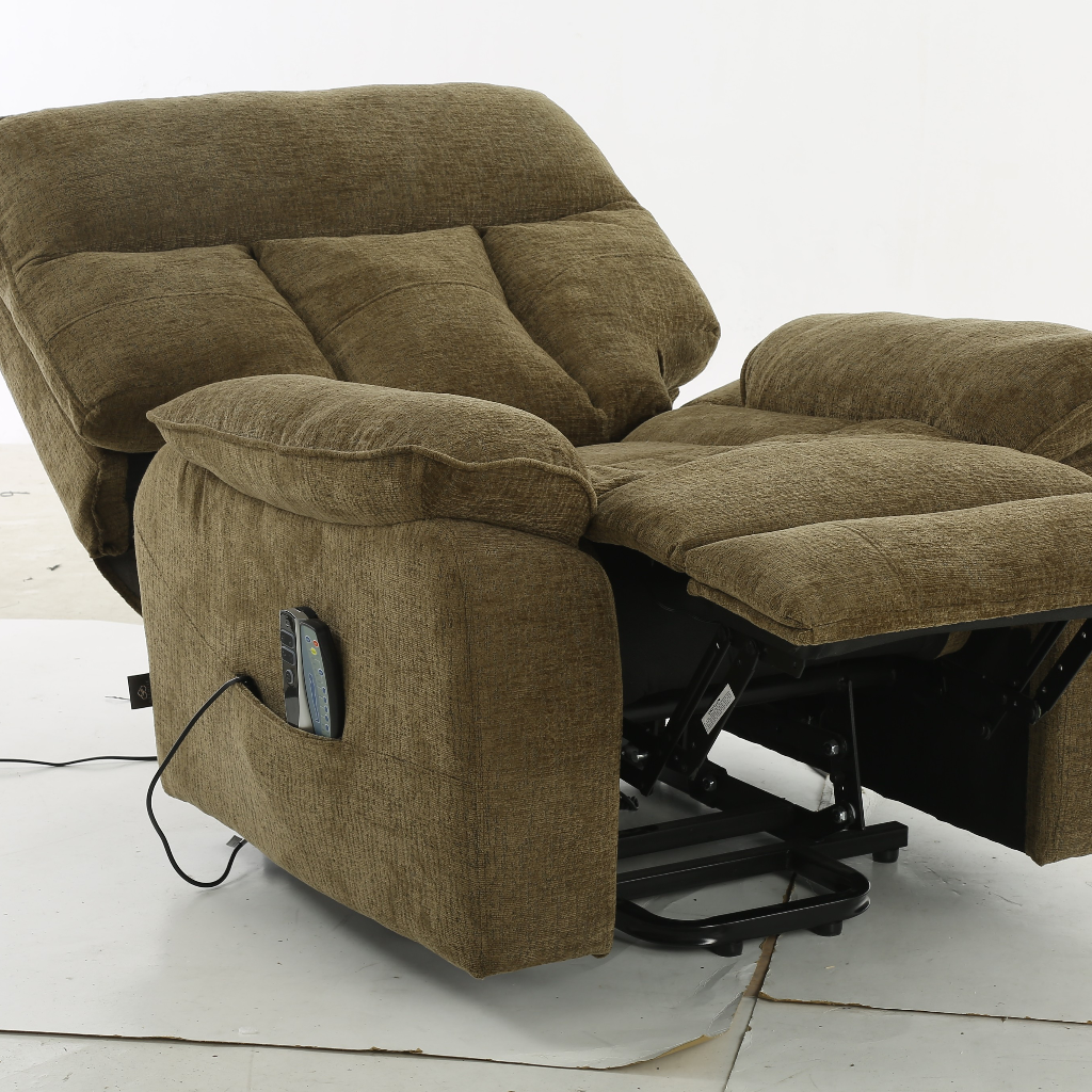 Cornwall Rise And Recline Massage Brown Fabric Armchair