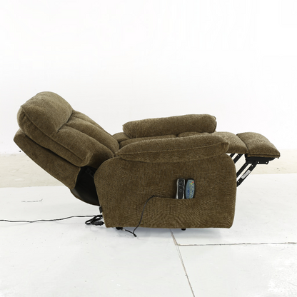 Cornwall Rise And Recline Massage Brown Fabric Armchair