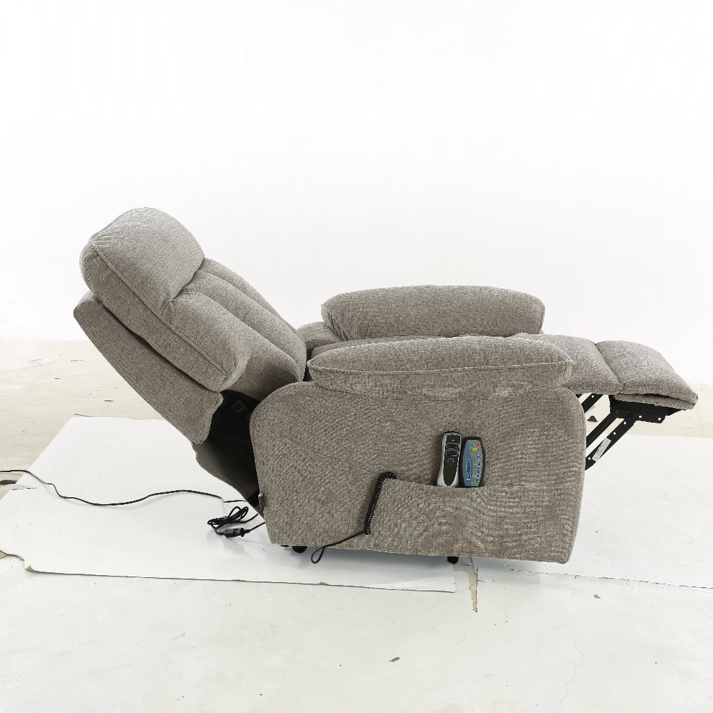 Cornwall Rise And Recline Massage Grey Fabric Armchair