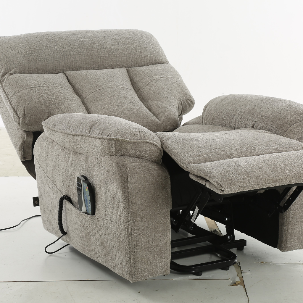 Cornwall Rise And Recline Massage Grey Fabric Armchair