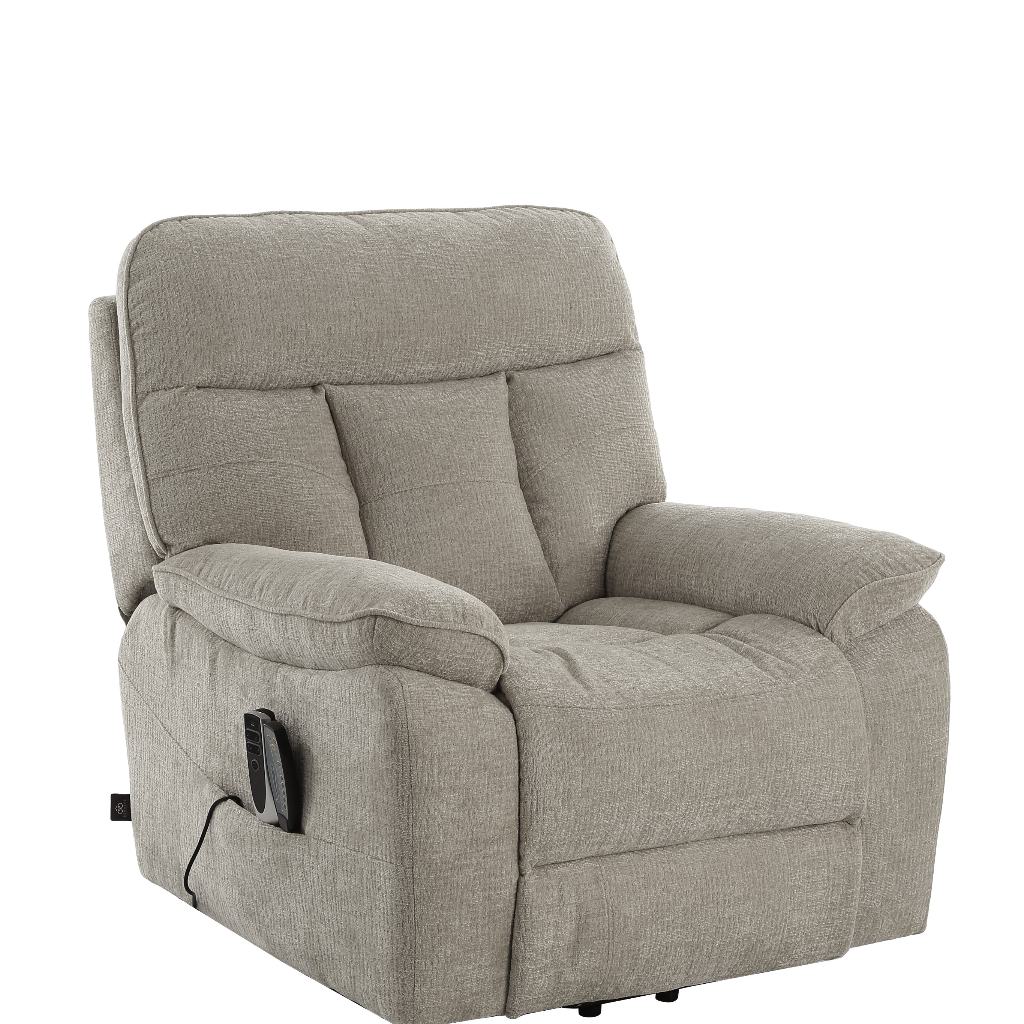 Cornwall Rise And Recline Massage Grey Fabric Armchair