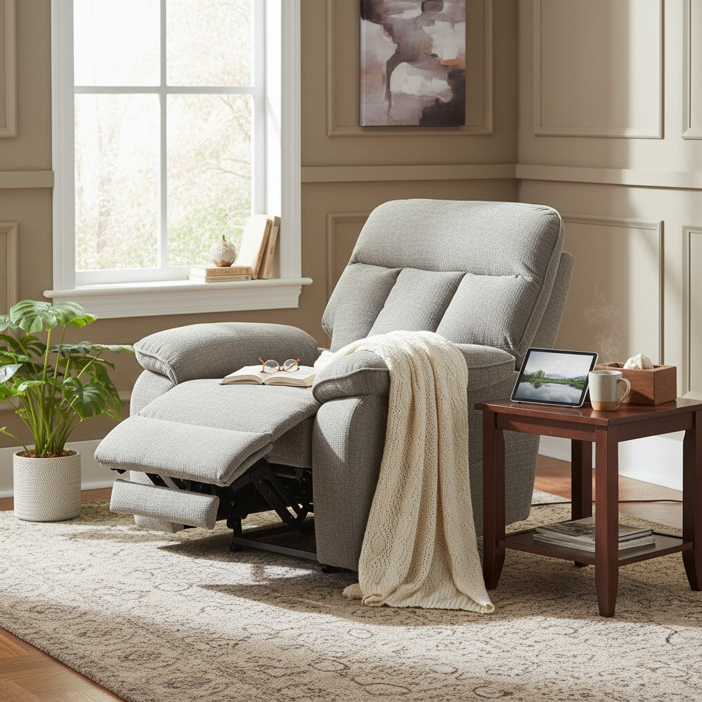 Cornwall Rise And Recline Massage Grey Fabric Armchair