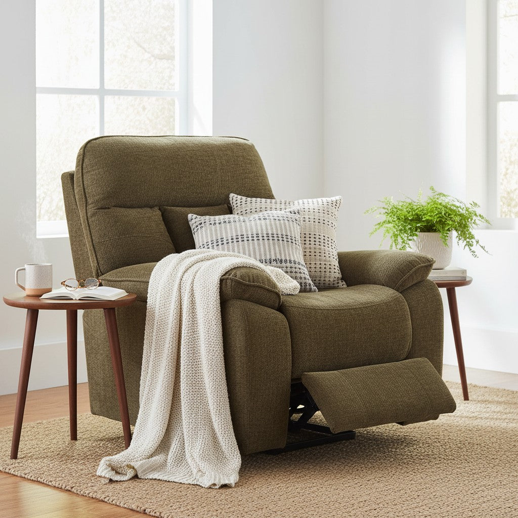 Cornwall Rise And Recline Massage Brown Fabric Armchair