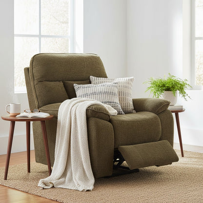 Cornwall Rise And Recline Massage Brown Fabric Armchair