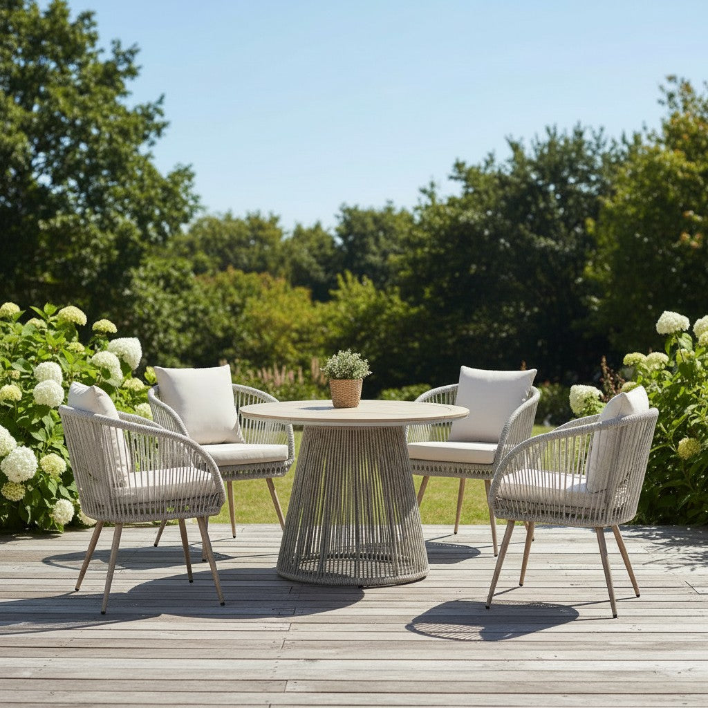 Cove 4 Seater Outdoor Dining Set With Natural Finish