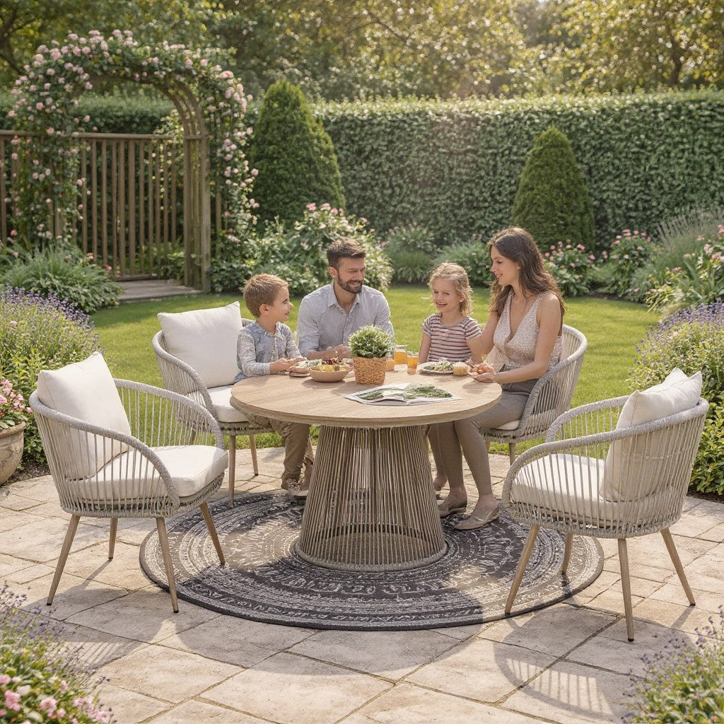 Cove 4 Seater Outdoor Dining Set With Natural Finish