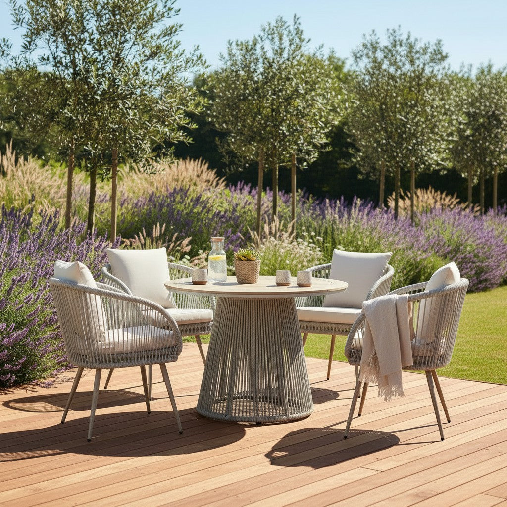 Cove 4 Seater Outdoor Dining Set With Natural Finish